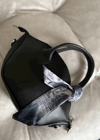 Zara Gri Yılan Desenli Siyah Deri Kadın Çanta - Görsel 4