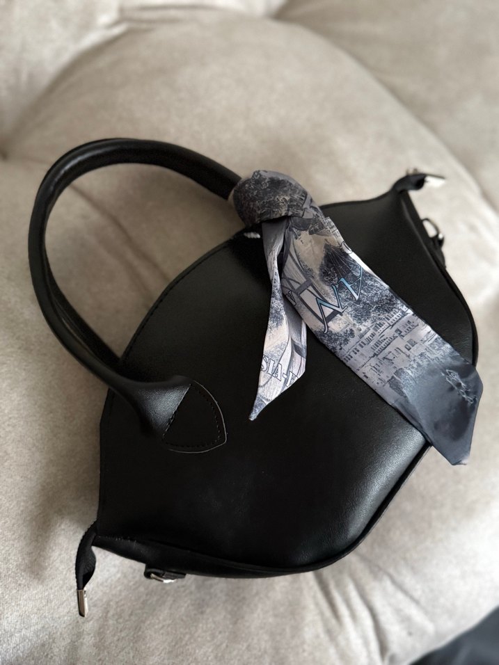 Zara Gri Yılan Desenli Siyah Deri Kadın Çanta - Görsel 2