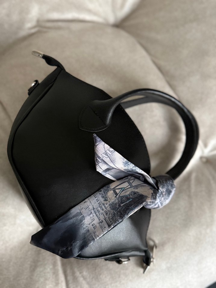 Zara Gri Yılan Desenli Siyah Deri Kadın Çanta - Görsel 4