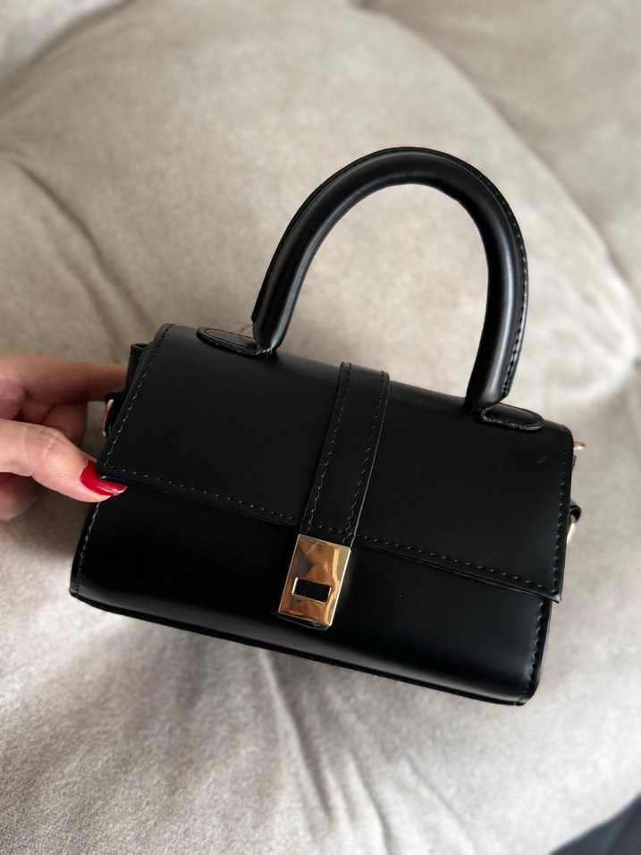 Klasik Siyah Deri Kadın Çanta - Görsel 2