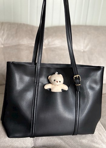 Tokalı Siyah Deri Kadın Omuz Çantası - Görsel 4