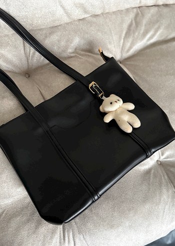 Tokalı Siyah Deri Kadın Omuz Çantası - Görsel 5