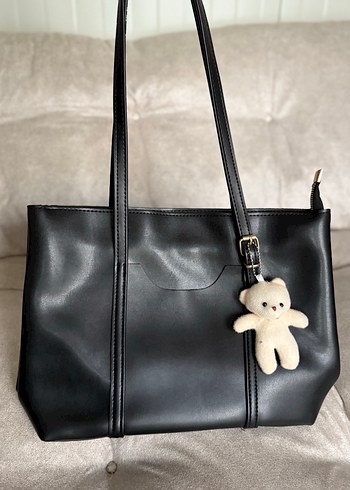 Tokalı Siyah Deri Kadın Omuz Çantası - Görsel 6