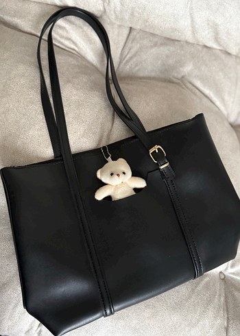 Tokalı Siyah Deri Kadın Omuz Çantası - Görsel 2