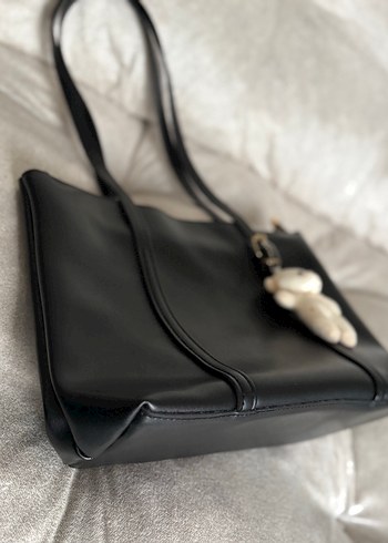 Tokalı Siyah Deri Kadın Omuz Çantası - Görsel 8