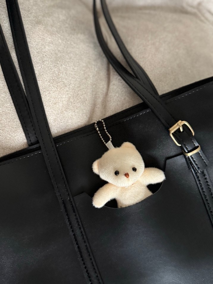 Tokalı Siyah Deri Kadın Omuz Çantası - Görsel 3