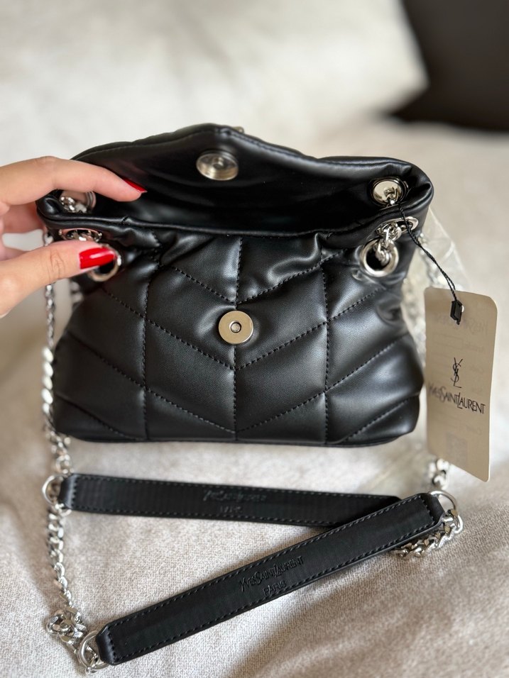 Yves Saint Laurent Siyah Yılan Desenli Deri Çanta - Görsel 3