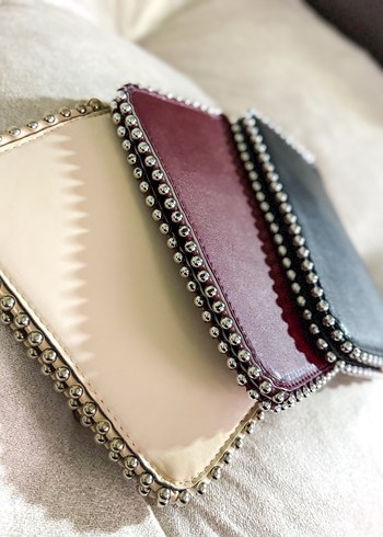 Kadın Deri Boncuklu Portföy be askılı çanta - Görsel 4