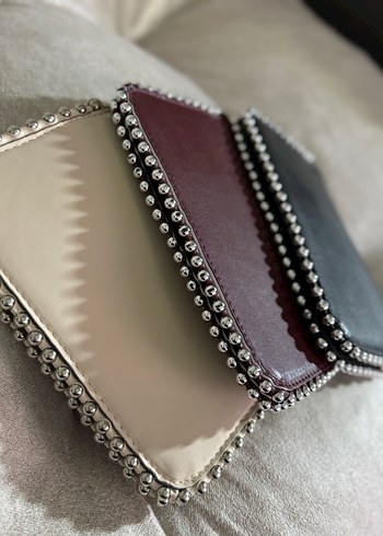 Kadın Deri Boncuklu Portföy be askılı çanta - Görsel 2