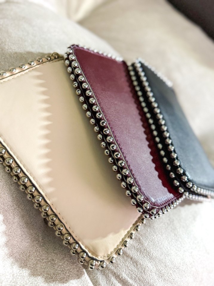 Kadın Deri Boncuklu Portföy be askılı çanta - Görsel 4