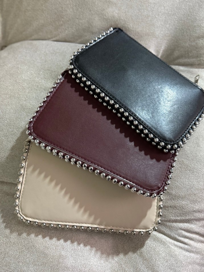 Kadın Deri Boncuklu Portföy be askılı çanta - Görsel 3