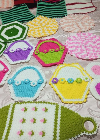 Renkli El Örgüsü Banyo liflerı - Görsel 3