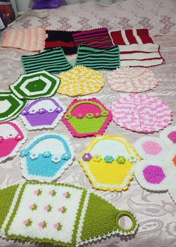 Renkli El Örgüsü Banyo liflerı - Görsel 2