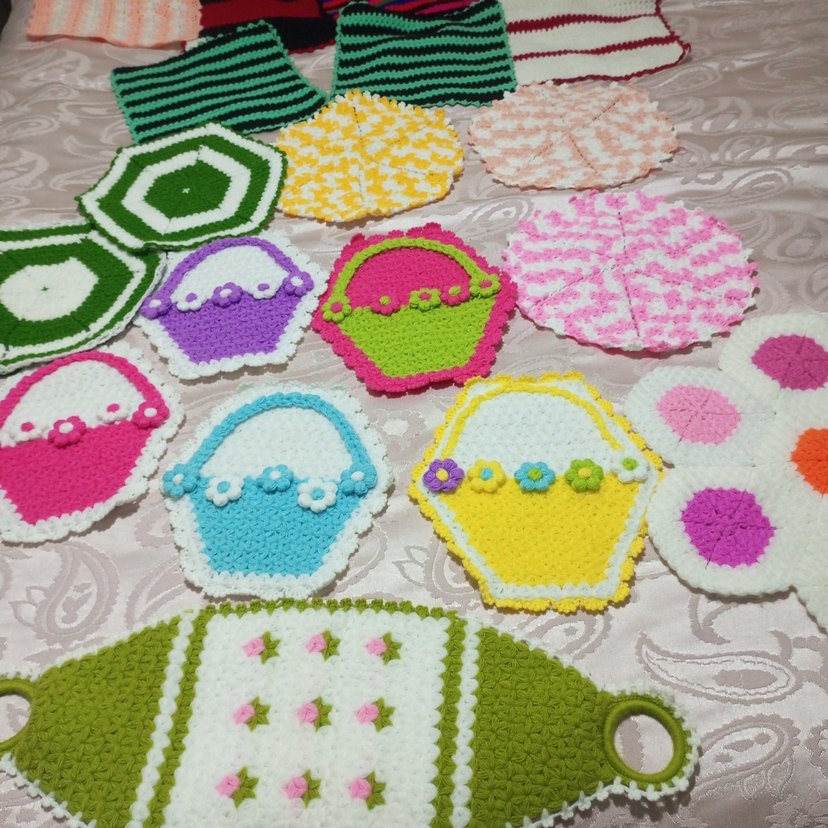 Renkli El Örgüsü Banyo liflerı - Görsel 3