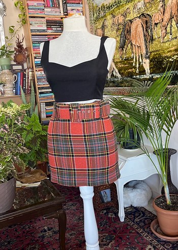 American Vintage Kemerli Mini Etek, Fitted Kesim, Çok Renkli
