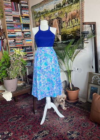 American Vintage Bohem Mavi Batik Desenli Uzun Etek