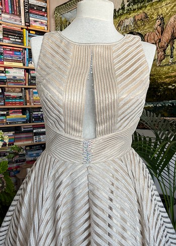 Bej V Yakalı Midi Bohem abiye - Görsel 10