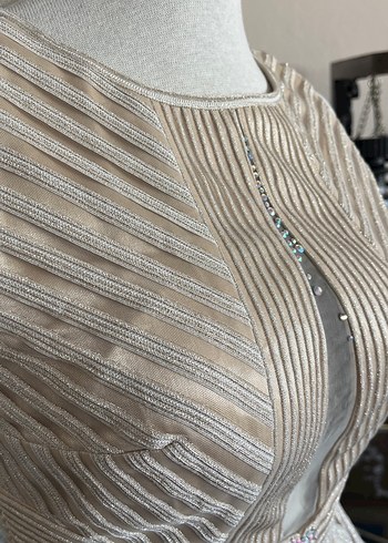 Bej V Yakalı Midi Bohem abiye - Görsel 9