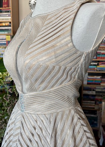 Bej V Yakalı Midi Bohem abiye - Görsel 11