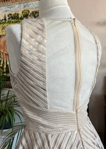 Bej V Yakalı Midi Bohem abiye - Görsel 15