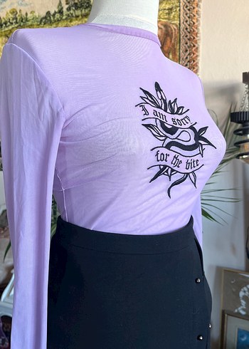 Mor Baskılı transparan bluz - Görsel 7