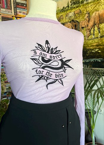 Mor Baskılı transparan bluz - Görsel 3