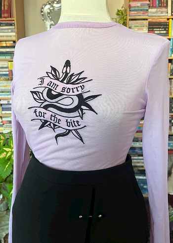 Mor Baskılı transparan bluz - Görsel 5