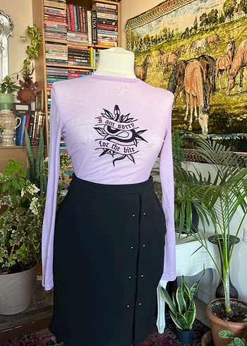 Mor Baskılı transparan bluz - Görsel 2