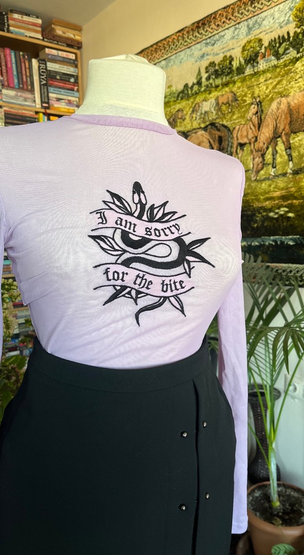 Mor Baskılı transparan bluz - Görsel 3