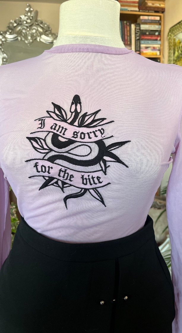 Mor Baskılı transparan bluz - Görsel 4