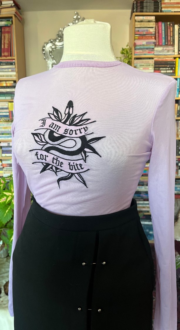 Mor Baskılı transparan bluz - Görsel 5