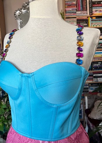 Boncuklu Askılı Mini Büstiyer Elbise - Görsel 4