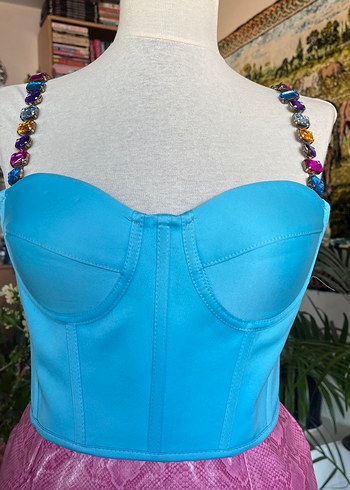 Boncuklu Askılı Mini Büstiyer Elbise - Görsel 5