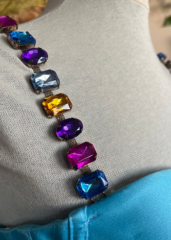 Boncuklu Askılı Mini Büstiyer Elbise - Görsel 6