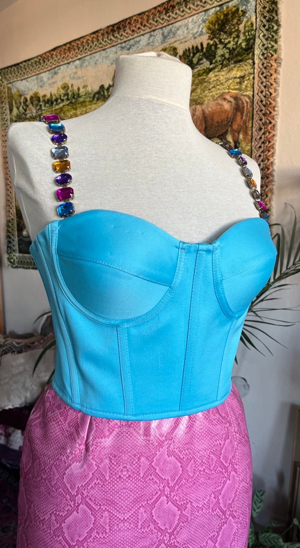 Boncuklu Askılı Mini Büstiyer Elbise - Görsel 2