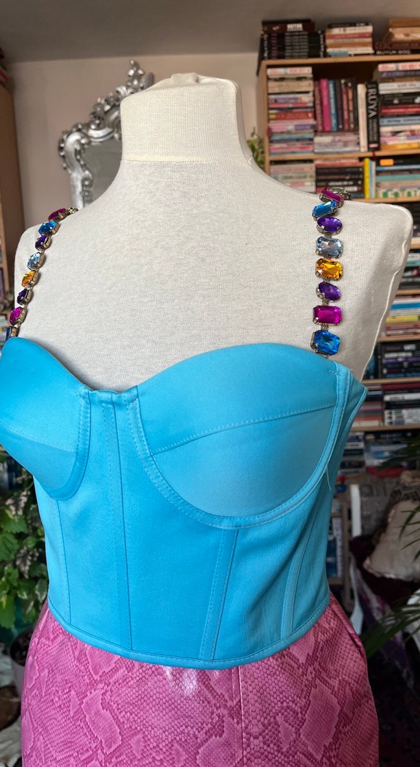 Boncuklu Askılı Mini Büstiyer Elbise - Görsel 4