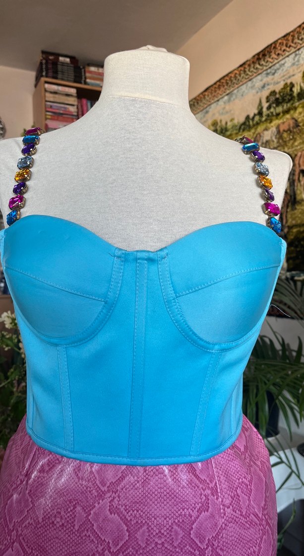 Boncuklu Askılı Mini Büstiyer Elbise - Görsel 5