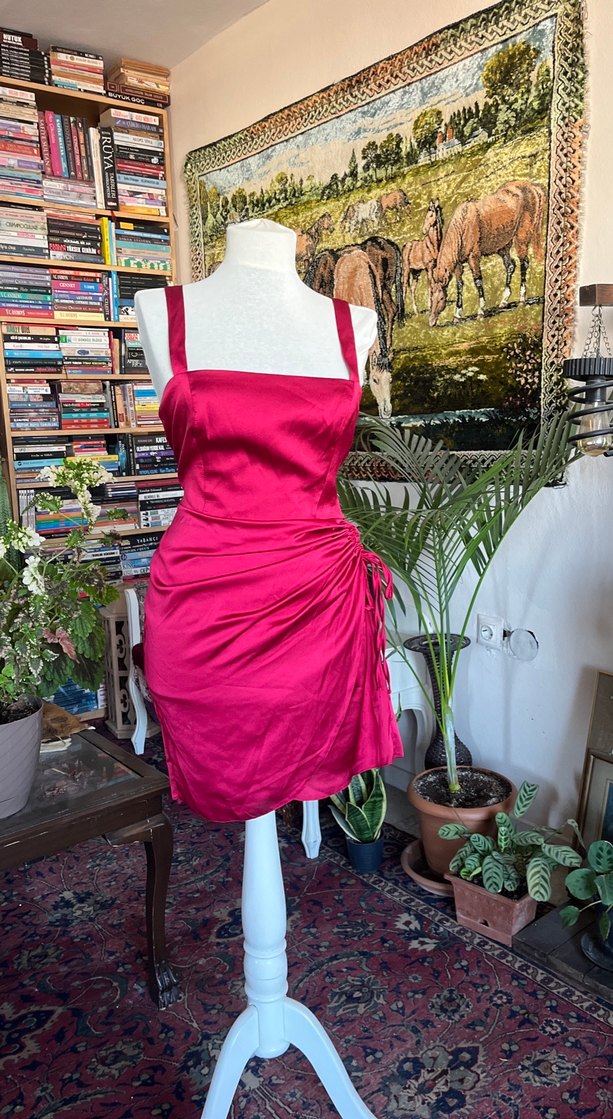 KırmızıDrapeli Mini Elbise - Görsel 2