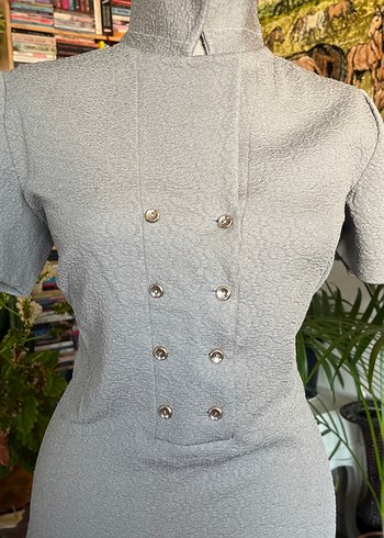 Kısa Kollu, Düğmeli Bohem Midi Elbise - Görsel 6