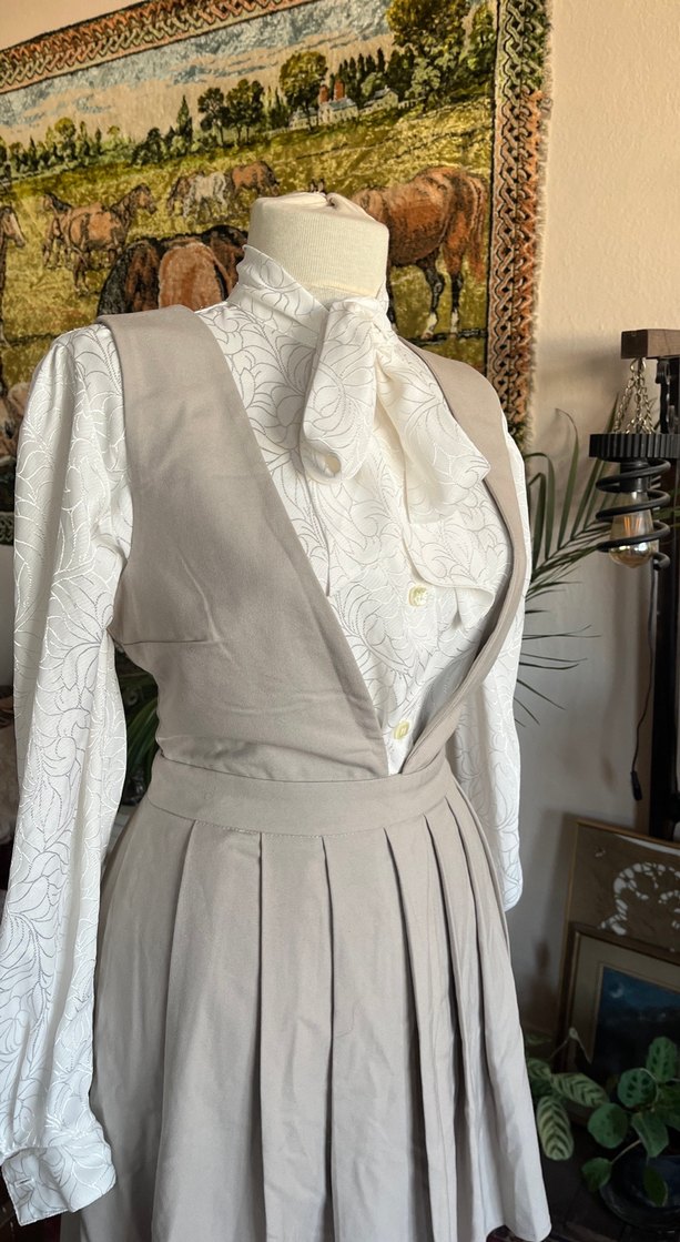 Bej Renkli Kadın Pilili Midi elbise - Görsel 5