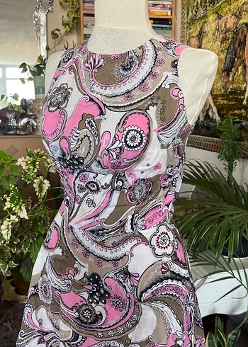 Pembe Desenli Bohem Uzun Elbise - Görsel 5