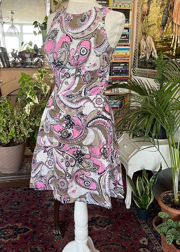 Pembe Desenli Bohem Uzun Elbise - Görsel 4