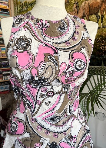 Pembe Desenli Bohem Uzun Elbise - Görsel 7