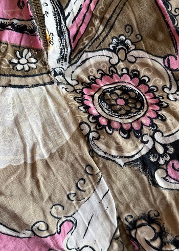 Pembe Desenli Bohem Uzun Elbise - Görsel 9