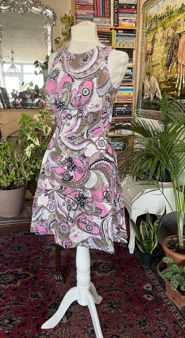 Pembe Desenli Bohem Uzun Elbise - Görsel 4