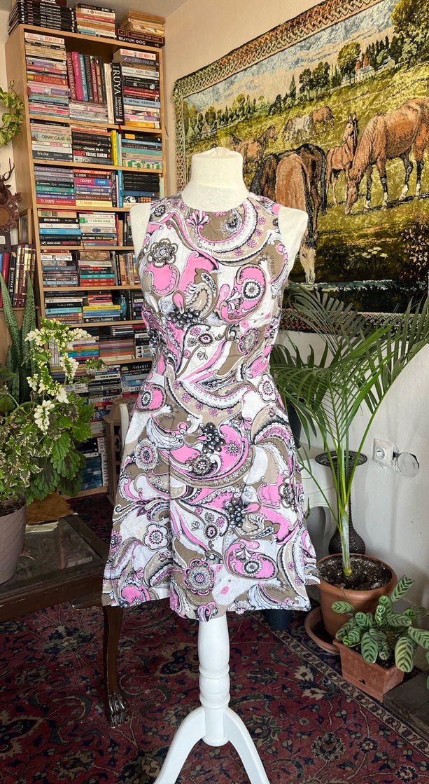 Pembe Desenli Bohem Uzun Elbise - Görsel 2