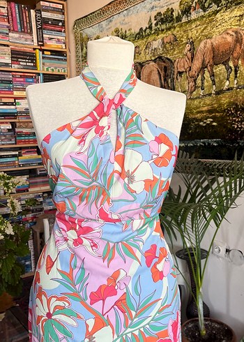 Bohem Mini Straplez Desenli Elbise - Görsel 5