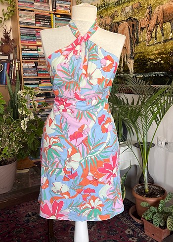 Bohem Mini Straplez Desenli Elbise - Görsel 11