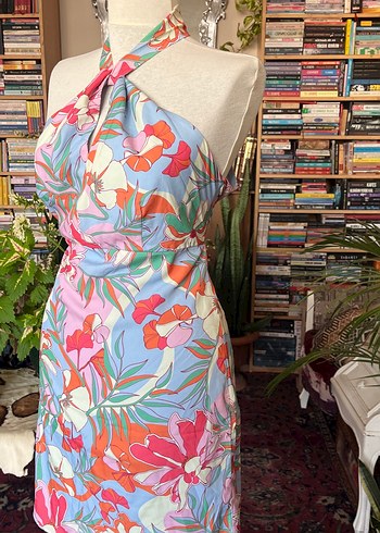 Bohem Mini Straplez Desenli Elbise - Görsel 8