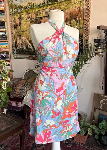 Bohem Mini Straplez Desenli Elbise - Görsel 3